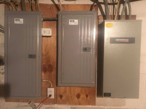 Electrical service panels and Generac transfer equipment